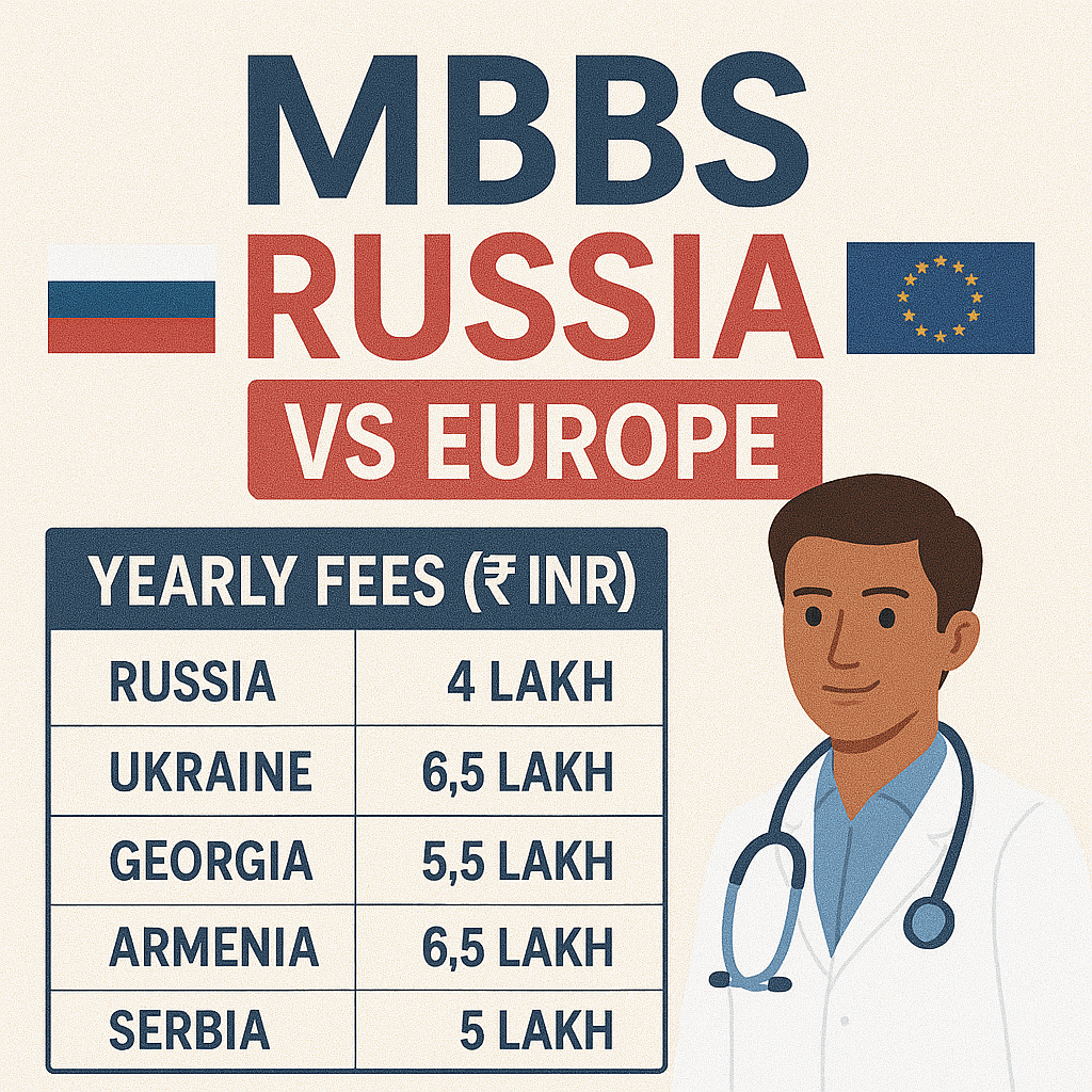 MBBS Russia vs Europe Countries Yearly Fees Compare