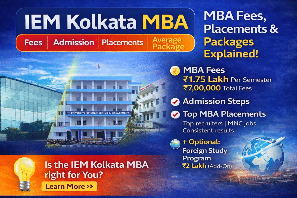 IEM-Kolkata MBA Fees Admission Placements Average Package