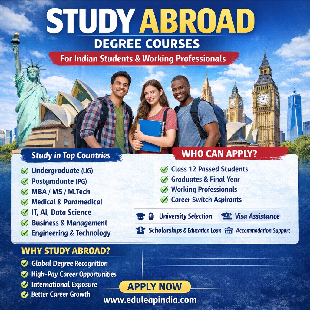 Study Abroad Degree Courses for Indian Students Professionals